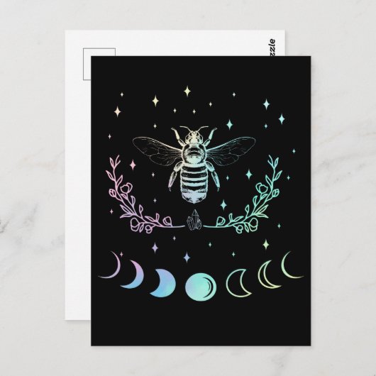 Bee Crescent Moon Wicca Pastel Gothic Insect Witch Briefkaart (Voorkant / Achterkant)
