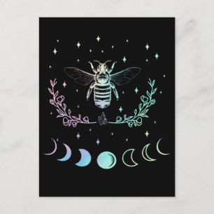 Bee Crescent Moon Wicca Pastel Gothic Insect Witch Briefkaart