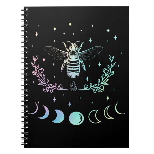 Bee Crescent Moon Wicca Pastel Gothic Insect Witch Notitieboek (Voorkant)