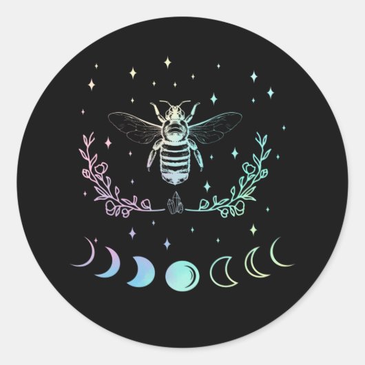 Bee Crescent Moon Wicca Pastel Gothic Insect Witch Ronde Sticker (Voorkant)