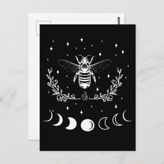 Bee Crescent Moon Witchcraft Wicca Gothic Insect Briefkaart (Voorkant / Achterkant)
