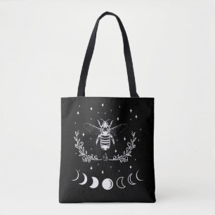 Bee Crescent Moon Witchcraft Wicca Gothic Insect Tote Bag