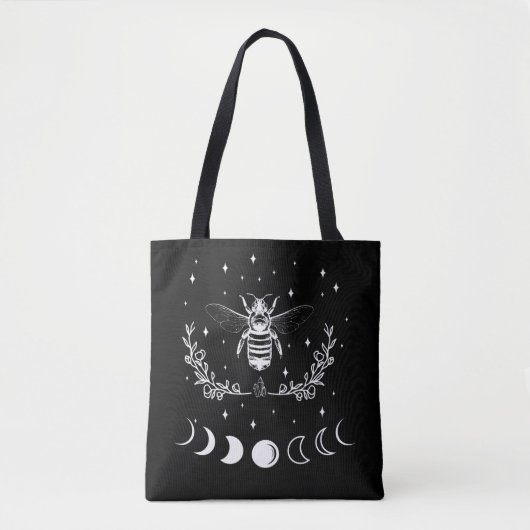 Bee Crescent Moon Witchcraft Wicca Gothic Insect Tote Bag (Voorkant)