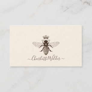 Bee Crown Logo hand Letters Script Signature Contactkaartje