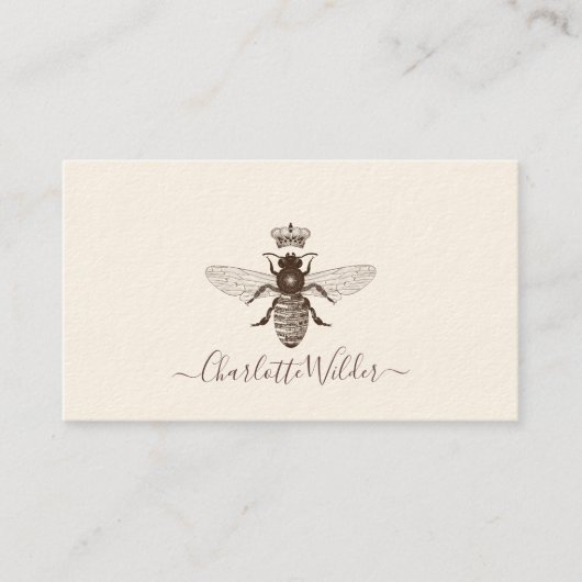 Bee Crown Logo hand Letters Script Signature Contactkaartje (Voorkant)