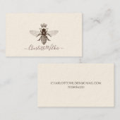 Bee Crown Logo hand Letters Script Signature Contactkaartje (Voorkant / Achterkant)