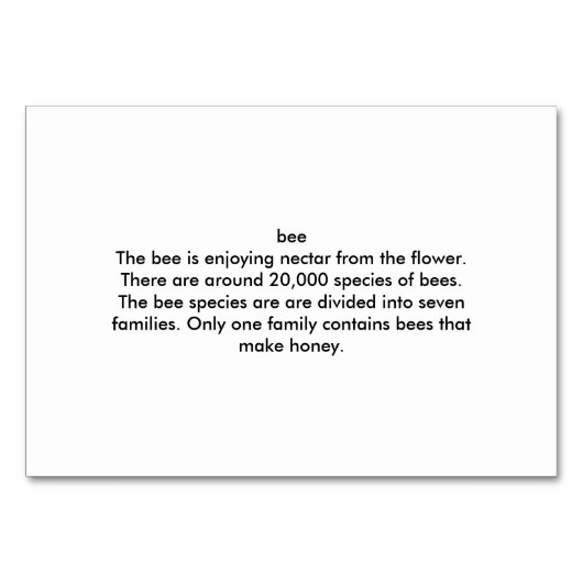 Bee Custom Insect Lezing Flashcards Kaart (Achterkant)
