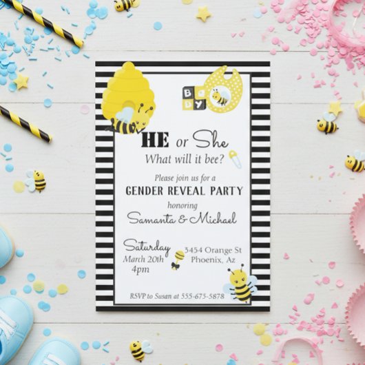 Bee Cute Gender Baby Kaart