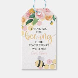 Bee Dag 1e verjaardag bloem roze bedankt favoriet Cadeaulabel