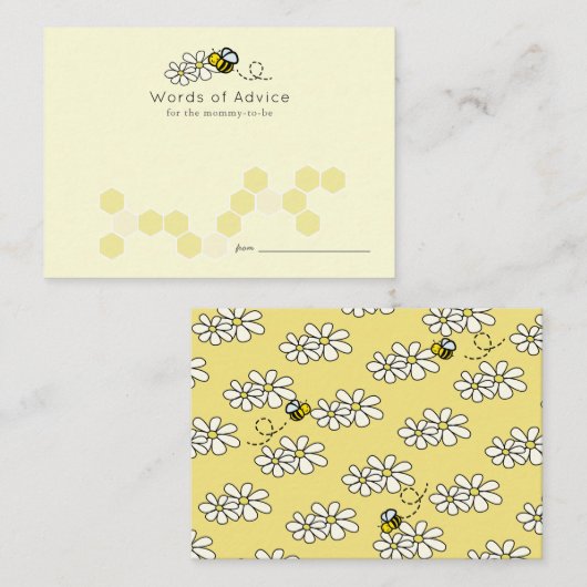Bee Daisy Geel Baby shower Advies Kaarten (Voorkant / Achterkant)