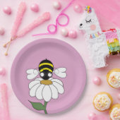 Bee & Daisy Pink Paper Plate Papieren Bordje (Feest)