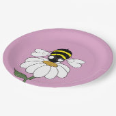 Bee & Daisy Pink Paper Plate Papieren Bordje (Gekanteld)