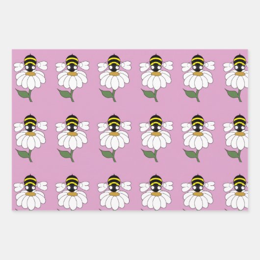 Bee Daisy Wrapping Paper Set (Voorkant)