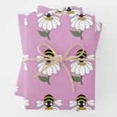 Bee Daisy Wrapping Paper (Set van 3) (In situ)