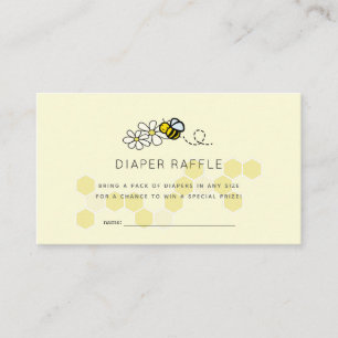 Bee Daisy Yellow Baby shower Luier Raffle Ticket Informatiekaartje