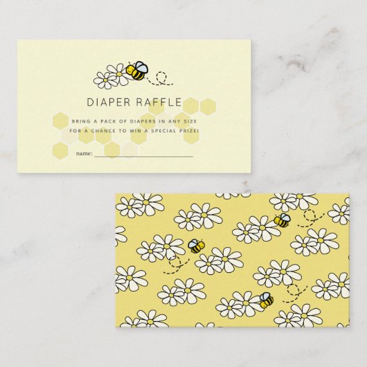 Bee Daisy Yellow Baby shower Luier Raffle Ticket Informatiekaartje (Voorkant / Achterkant)