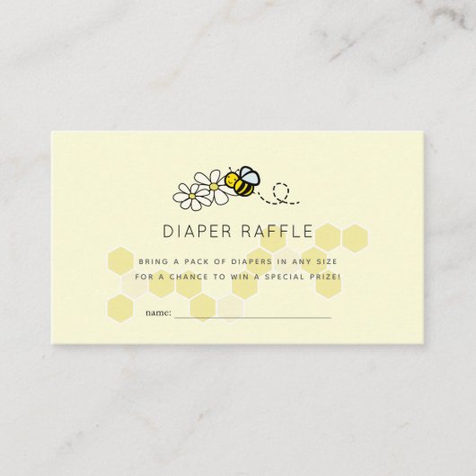 Bee Daisy Yellow Baby shower Luier Raffle Ticket Informatiekaartje (Voorkant)