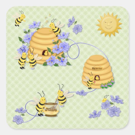 Bee Dance Party Vierkante Sticker (Voorkant)