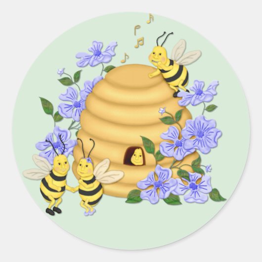 Bee Dance Ronde Sticker (Voorkant)
