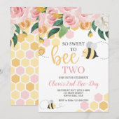 Bee Day bumblebee Verjaardag roze bloemig Kaart (Voorkant / Achterkant)