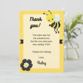 Bee-day Party Verjaardag Dank u kaart (Staand voorkant)