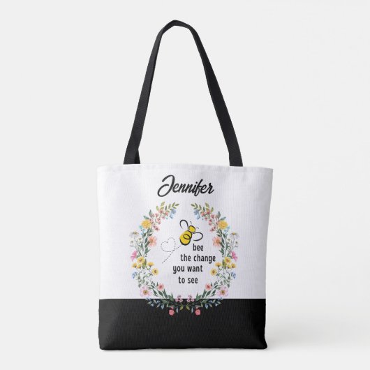 Bee de Verandering Gepersonaliseerde Canvas tas (Achterkant)
