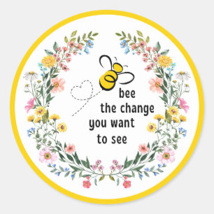 Bee de verandering Inspirerend Ronde Sticker