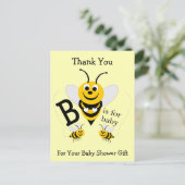 Bee Design Baby shower Bedankt Briefkaart (Staand voorkant)