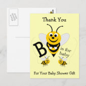 Bee Design Baby shower Bedankt Briefkaart (Voorkant / Achterkant)