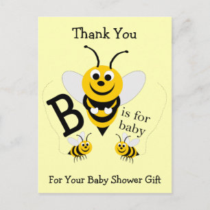 Bee Design Baby shower Bedankt Briefkaart