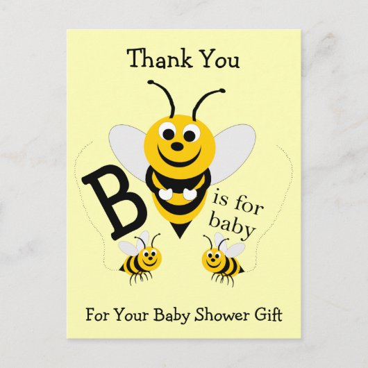 Bee Design Baby shower Bedankt Briefkaart (Voorkant)