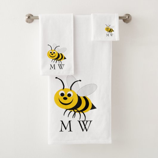 Bee Design Monogrammed Bad Handdoek (Insitu)