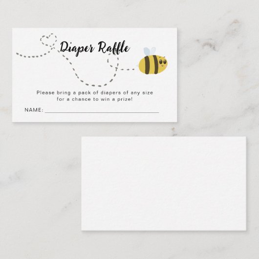 Bee Diaper Raffle Baby shower Informatiekaartje (Voorkant / Achterkant)