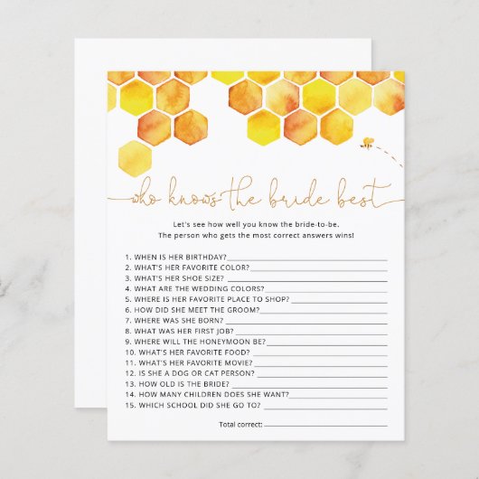 Bee die het beste spel van de bruid kent (Voorkant / Achterkant)