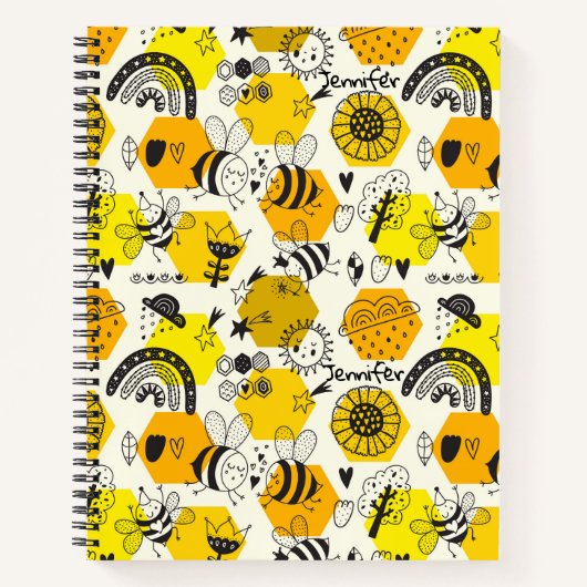 Bee Doodle Ik voeg naamvun toe Notitieboek (Voorkant)