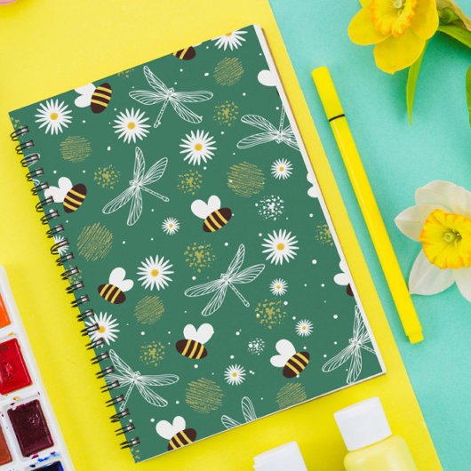 Bee, Dragonfly and Flower Spiral Notebook Notitieboek