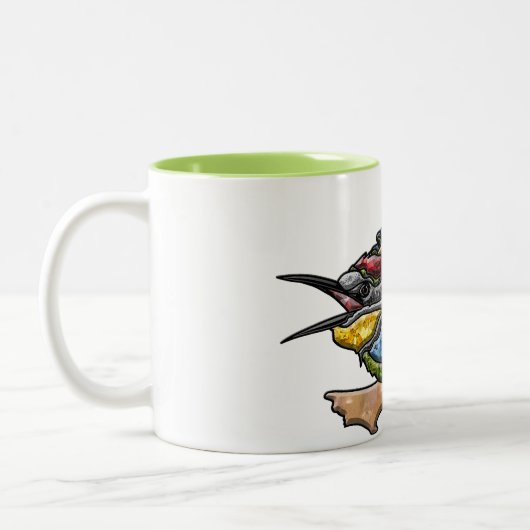Bee Eater Bird Tweekleurige Koffiemok (Links)