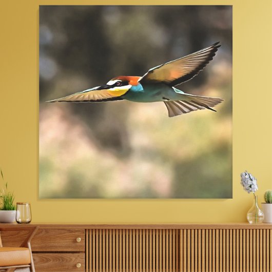 Bee Eater in vlucht Realistisch Kunstwerk Canvas Afdruk (Insitu (Woonkamer))
