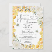 Bee een beetje honing wit bloemig Baby shower Kaart (Voorkant)