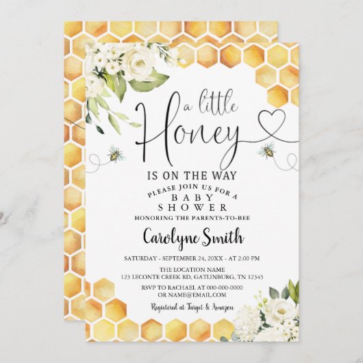 Bee een kleine honing-Baby shower-uitnodiging Kaart (Voorkant / Achterkant)