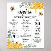 Bee eerste verjaardag Milestone Sign Poster (Voorkant)