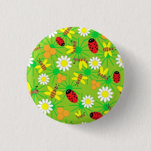 Bee en dame bug Patroon.ai Ronde Button 3,2 Cm (Voorkant)