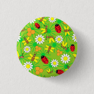 Bee en dame bug Patroon.ai Ronde Button 3,2 Cm