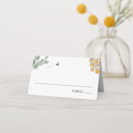 Bee en Eucalyptus Shower Place Cards Plaatskaartje (Voorkant)
