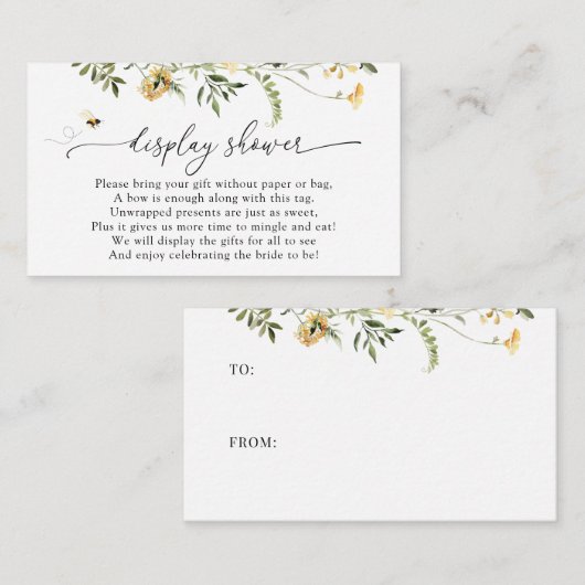 Bee- en Gele Wilde-bloemdisplay Informatiekaartje (Voorkant / Achterkant)