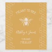 Bee- en Golden Honeycomb-patroon Wijn Etiket (Enkel label)