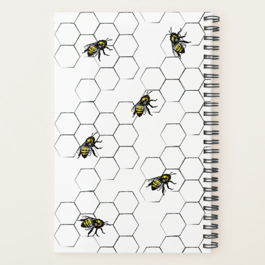 Bee en Honeycomb Faux Burlap | Monogram Planner (Achterkant)