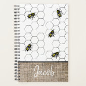 Bee en Honeycomb Faux Burlap | Monogram Planner (Voorkant)