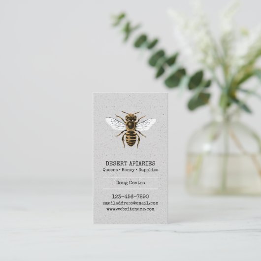 Bee en Honeycomb Gray Visitekaartje (Staand voorkant)