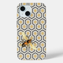 Bee- en Honeycomb-patroon iPhone 15 Case